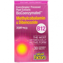  Natural Factors  B12 Methylcobalamin + Dibencozide 3000 mcg 30 